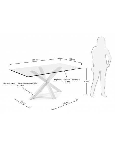 Mesa 200 x 100 branco epóxi transparente ARYA