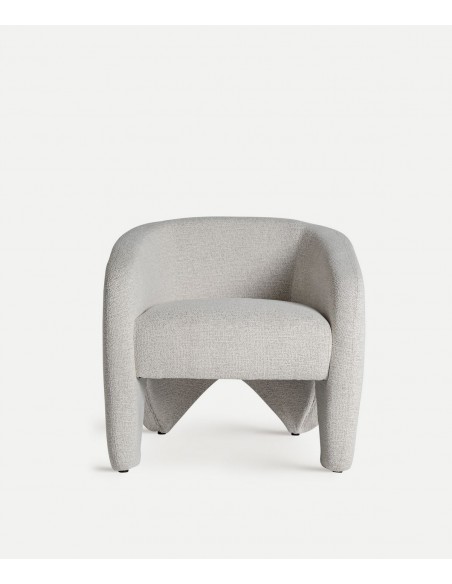 Sillón de diseño art deco STADEN tejido blanco roto