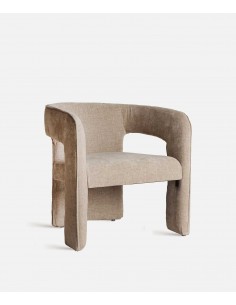 Cadeira design Art Déco BAUTZEN em tecido de veludo bege