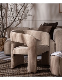 Silla de diseño art deco BAUTZEN en tejido terciopelo Beige 2