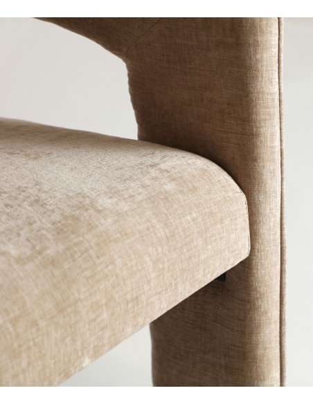 Silla de diseño art deco BAUTZEN en tejido terciopelo Beige
