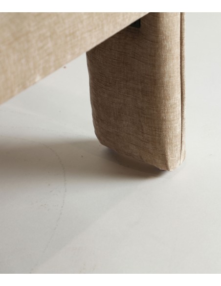 Cadeira design Art Déco BAUTZEN em tecido de veludo bege