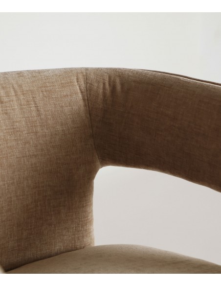 Silla de diseño art deco BAUTZEN en tejido terciopelo Beige