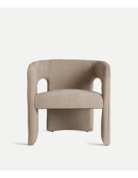Silla de diseño art deco BAUTZEN en tejido terciopelo Beige