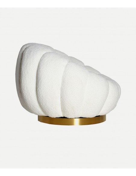 Poltrona giratória art déco BOUCLÉ ​​​​CREST em tecido branco
