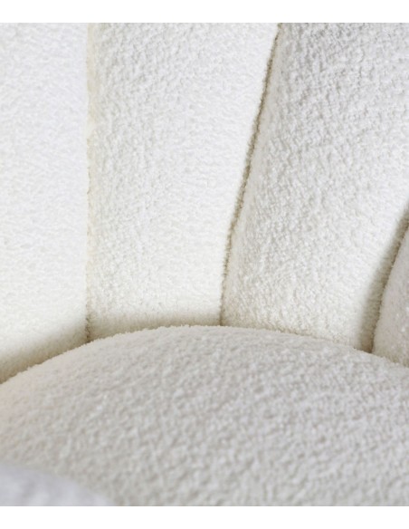 Poltrona giratória art déco BOUCLÉ ​​​​CREST em tecido branco