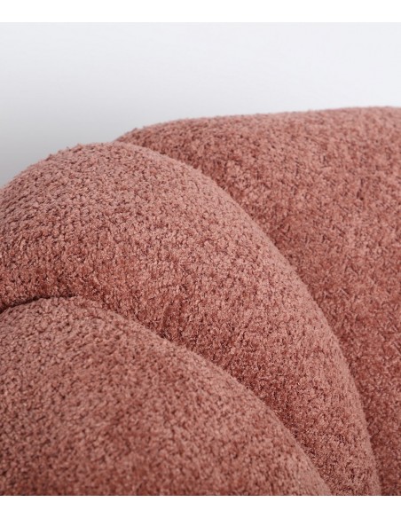 Poltrona giratória art déco BOUCLÉ ​​​​CREST em tecido terracota