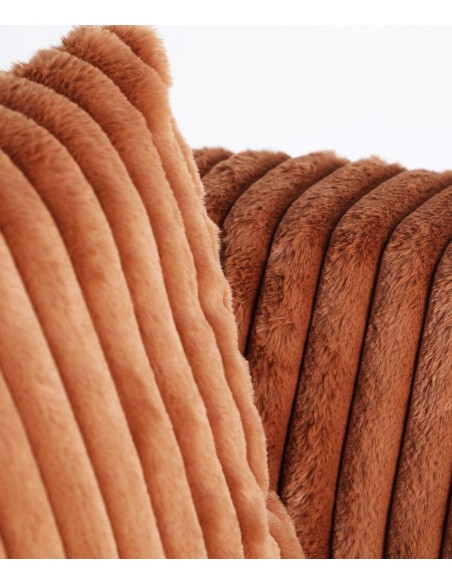 Poltrona ergonómica giratória redonda MARNAY em tecido canelado terracota