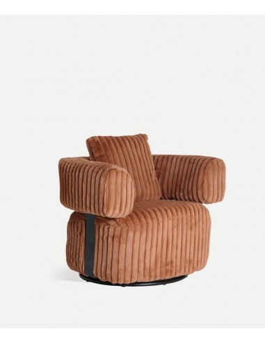 Sillón redondo de diseño giratório ergonómico MARNAY en tejido canalé terracota