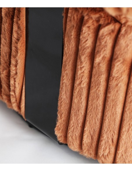 Sillón redondo de diseño giratório ergonómico MARNAY en tejido canalé terracota