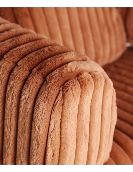 Poltrona ergonómica giratória redonda MARNAY em tecido canelado terracota