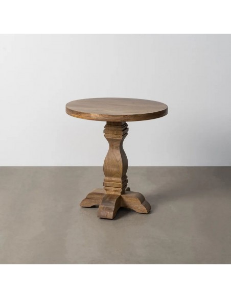 Mesa redonda auxiliar rustica boho CALMA 65 en Madera de Mango