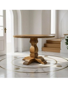 Mesa redonda rústica boho CALMA 120 em madeira de manga 2