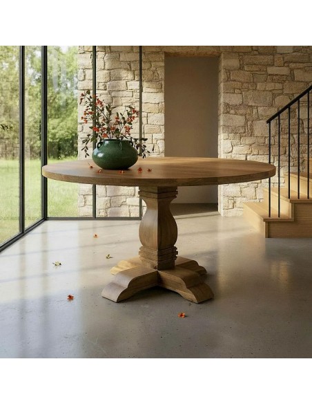 Mesa redonda rustica boho CALMA 150 en Madera de Mango