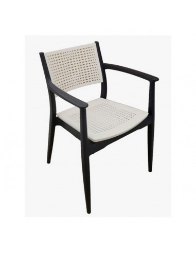 Silla con brazos exterior ALBORAN, apilable,polipropileno antracita y blanco