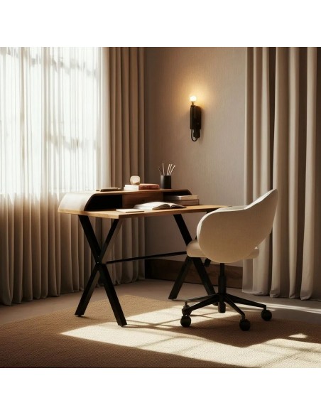 Escritorio industrial LINDAR 125 x 62 en madera de mango natural y metal