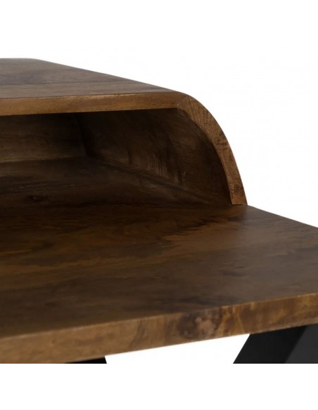 Escritorio industrial LINDAR 125 x 62 en madera de mango natural y metal