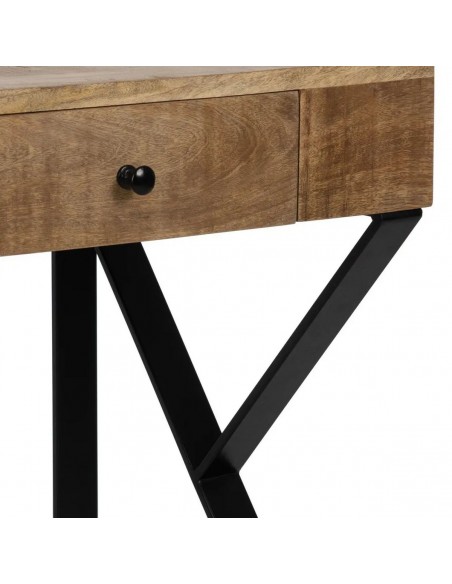 Mesa Kendal de 120 x 50 em madeira de manga e metal preto