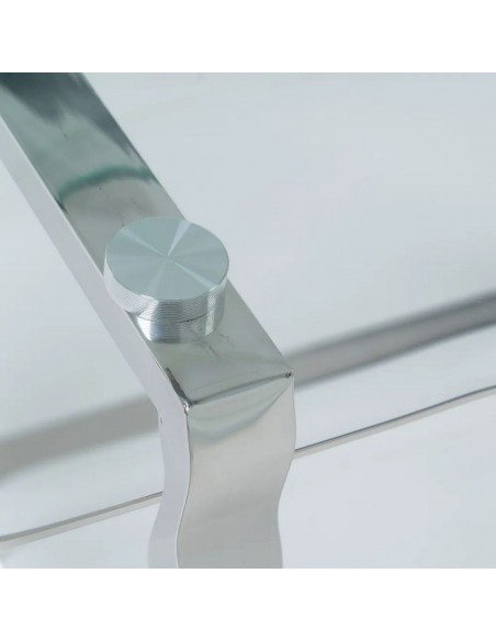 Secretária alta DELFO 110 em vidro transparente e aço inoxidável mate