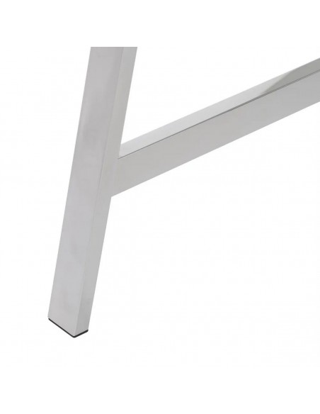 Secretária alta DELFO 110 em vidro transparente e aço inoxidável mate