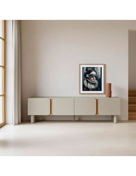 Móvel de TV MALTA 180 x 40 estilo minimalista nórdico em MDF taupe