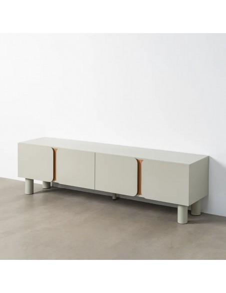 Móvel de TV MALTA 180 x 40 estilo minimalista nórdico em MDF taupe