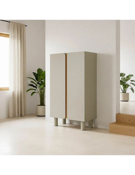 Aparador alto MALTA em estilo nórdico minimalista, 80 cm, em MDF taupe