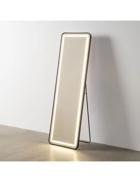 Espejo vestidor con luz led FLEY 50x160 en aluminio negro