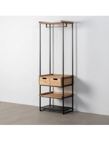 Mueble vestidor Atenas 60x48x192, MDF roble y metal negro