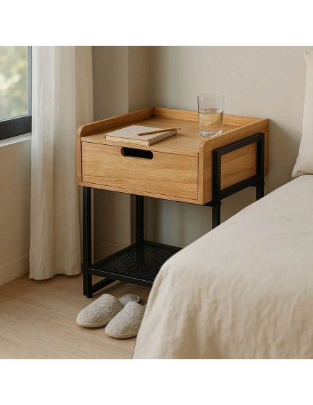 Mesita de noche ATENAS 45x41x56 estilo industrial