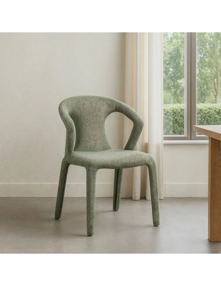 Silla con patas tapizadas NIVARIA de diseño 3d en tejido jaspeado