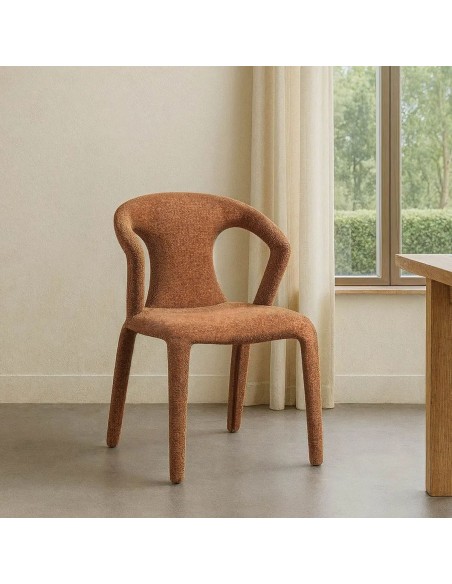 Silla con patas tapizadas NIVARIA de diseño 3d en tejido jaspeado