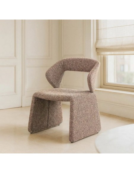Silla tapizada SALOMÓN de diseño moderno en tejido boucle jaspeado