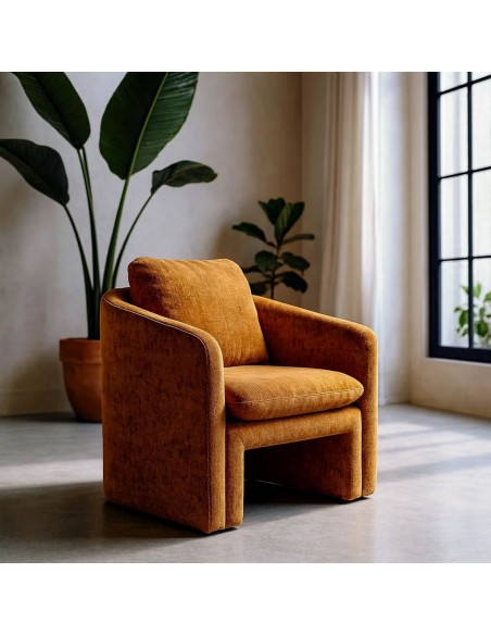 Sillón NARIA de diseño curvo 3d en madera y tejido poliéster