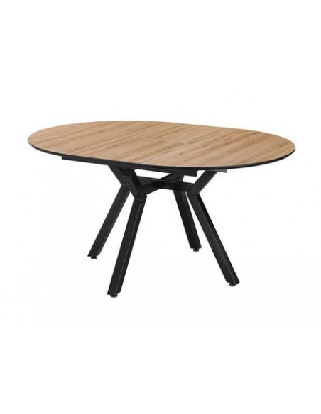Mesa redonda extensible Sphere 110 (150) x 110, melamina Roble y metal negro