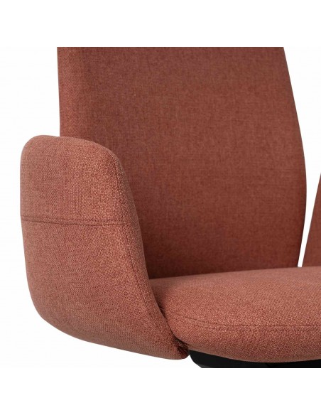 Cadeira de escritório ergonômica BRITISH, giratória, tecido terracota e metal cinza