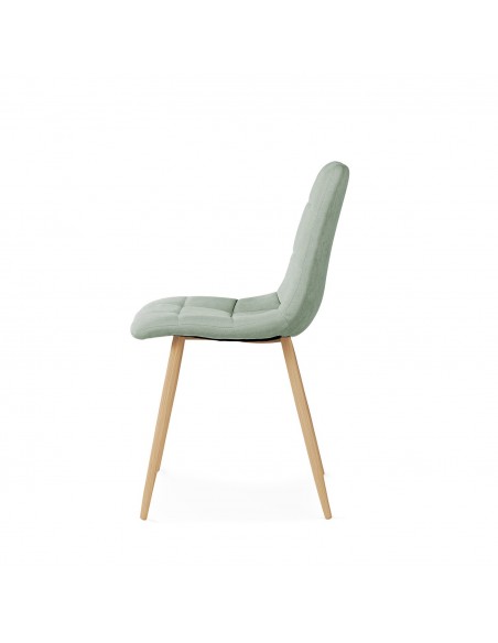 Silla de diseño nórdico MINNIE, patas metal acabado madera, tejido Nilo