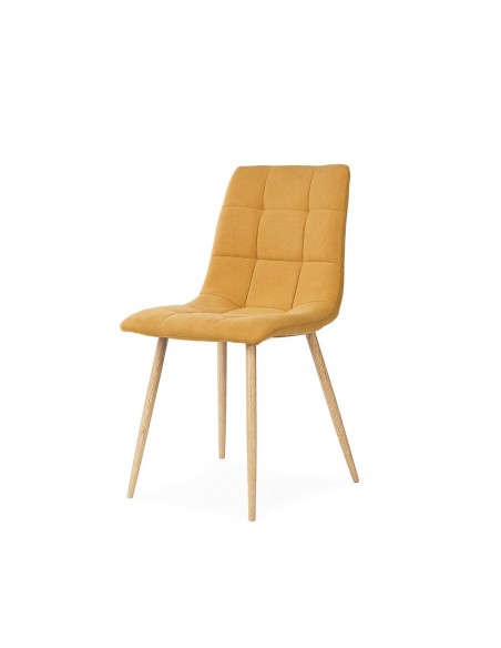 Silla de diseño nórdico MINNIE, patas metal acabado madera, tejido Nilo