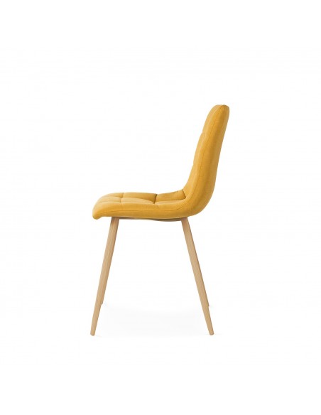 Cadeira MINNIE de design nórdico, pernas em metal com acabamento em madeira, tecido Nilo