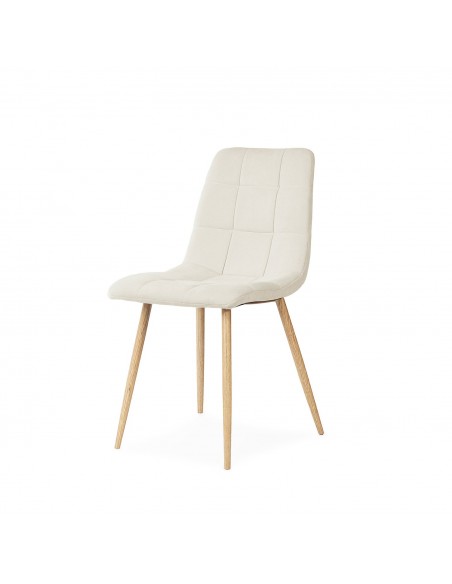 Silla de diseño nórdico MINNIE, patas metal acabado madera, tejido Nilo