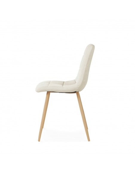 Silla de diseño nórdico MINNIE, patas metal acabado madera, tejido Nilo