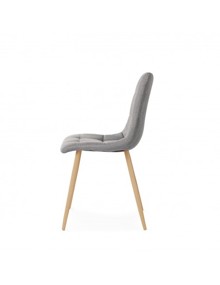 Silla de diseño nórdico MINNIE, patas metal acabado madera, tejido Nilo