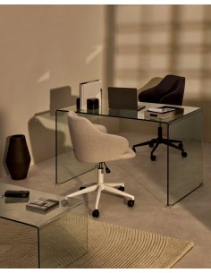 Mesa escritorio minimalista Burano 120x60, Cristal Templado 2