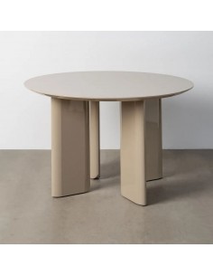 Mesa geométrica redonda 120 BRILIA, lacada taupe alto brilho