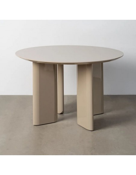 Mesa geométrica redonda 120 BRILIA, lacada taupe alto brilho