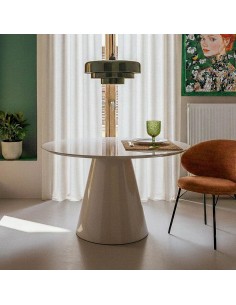 Mesa redonda de forma geometrica 120 BRILI, MDF taupe... 2