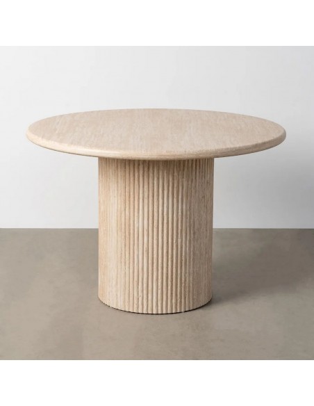 Mesa redonda 110 look Travertino para comedor LUCCA