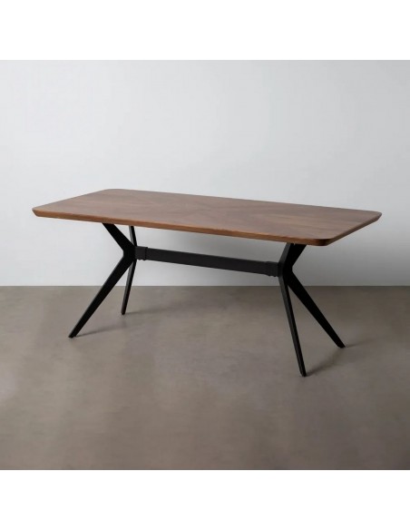 Mesa de jantar 180x90 INDUSTRIA, MDF nogueira e metal preto
