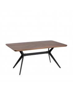 Mesa de jantar 180x90 INDUSTRIA, MDF nogueira e metal preto