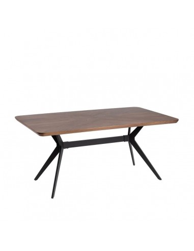 Mesa de comedor 180x90 INDUSTRIA, MDF nogal y metal negro